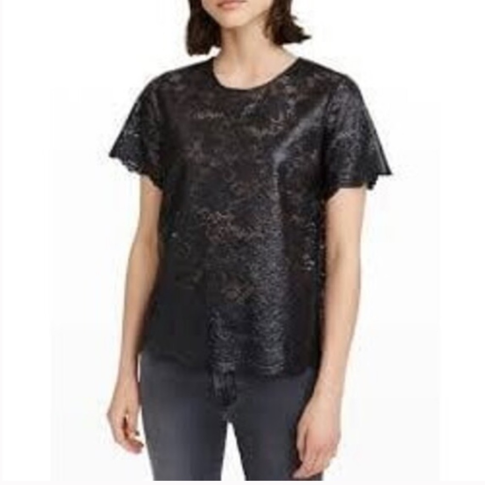 7 for all mankind womans lace black tee